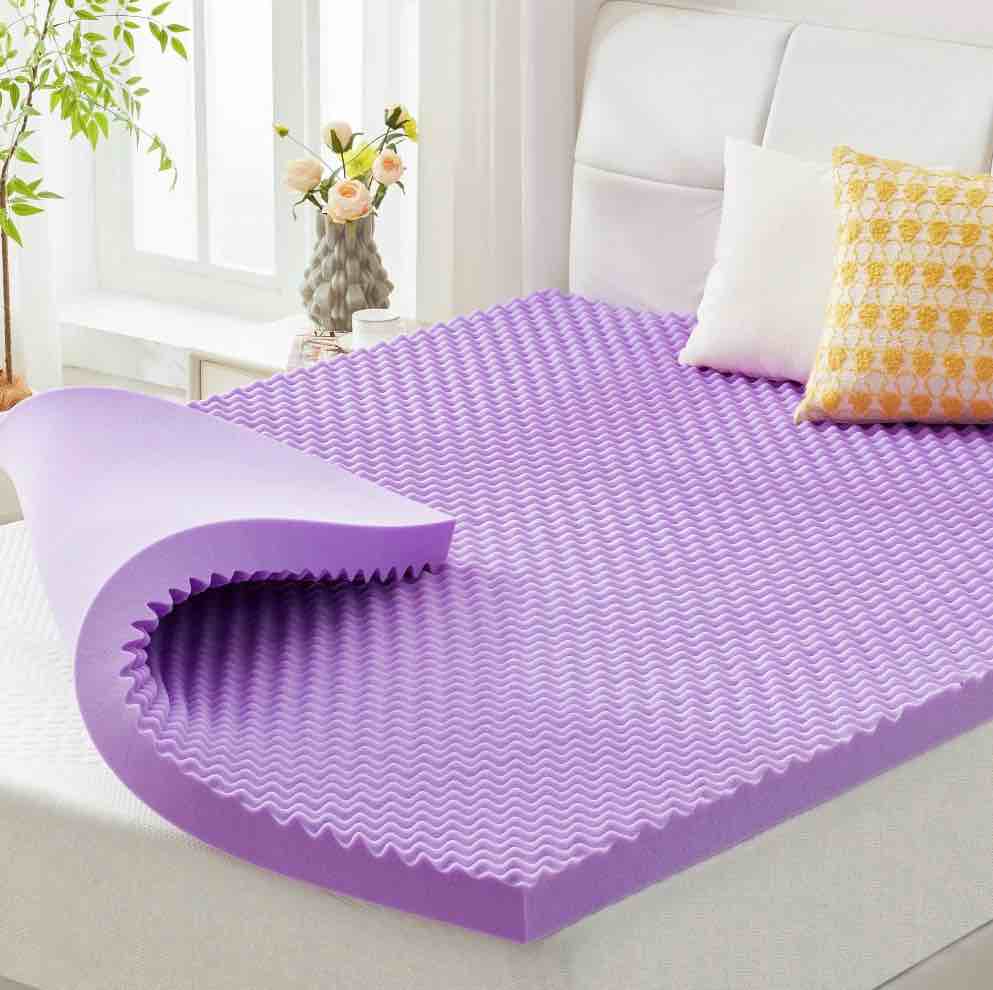 BDEUS 2 inch Gel Cooling Memory Foam Mattress Topper, Memory Foam Egg Crate Mattress Topper, CertiPUR-US Certified, King Size