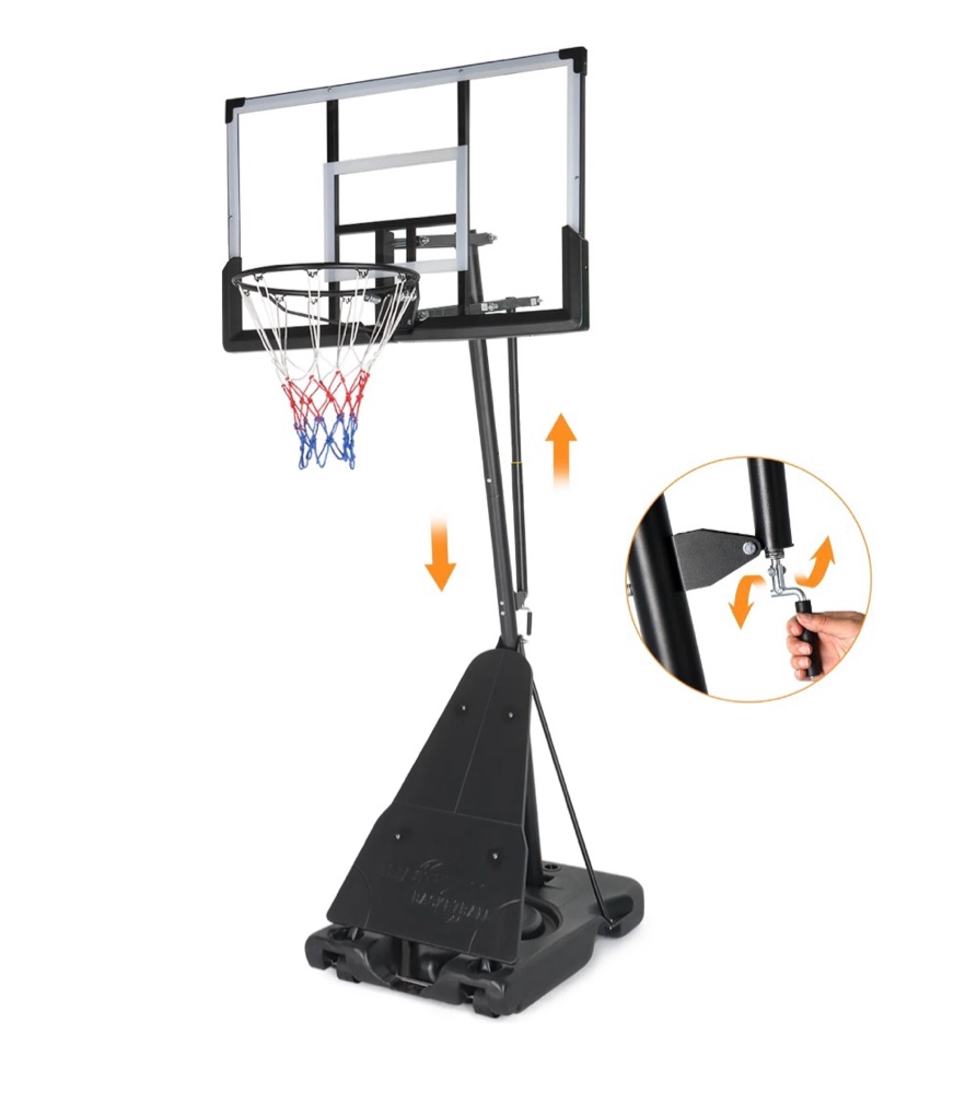 Ktaxon 5.3-10ft Adjustable Portable Basketball Hoop with Rebound Plate,44-Inch Weatherproof Backboard Indoor Outdoor