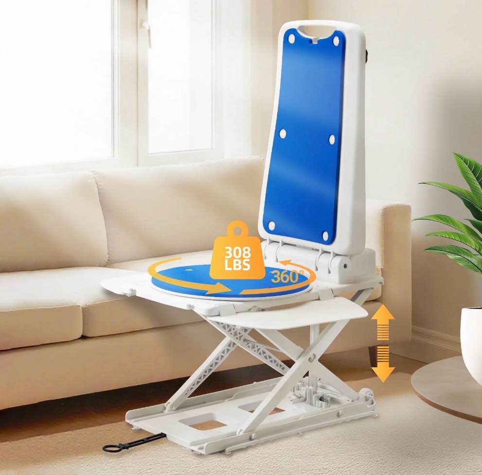 electric chair lift for senior,remote control floor with padded backseat,bathtub lift elderly from floor,net weight 24 lbs,support max 308 lbs,safety and waterproof design