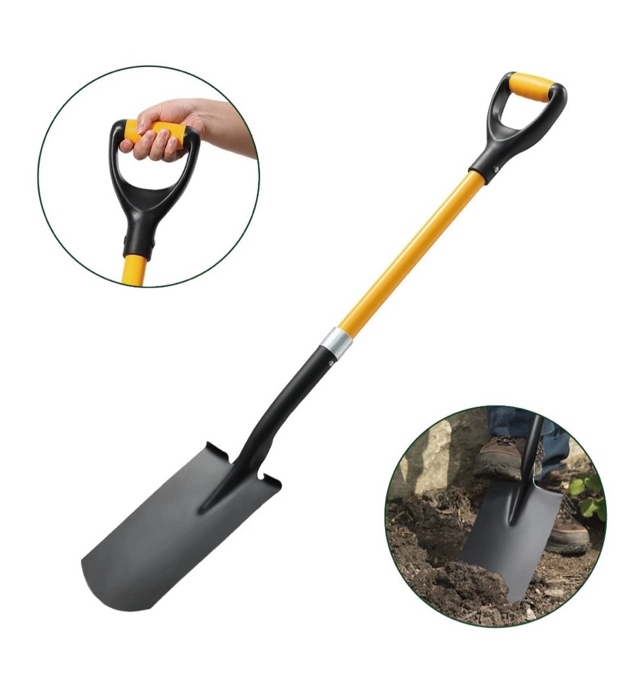 fenhrtvm shovel digging  hole, 42in comfortable d-handle spade made by blake steel,4.4lbs