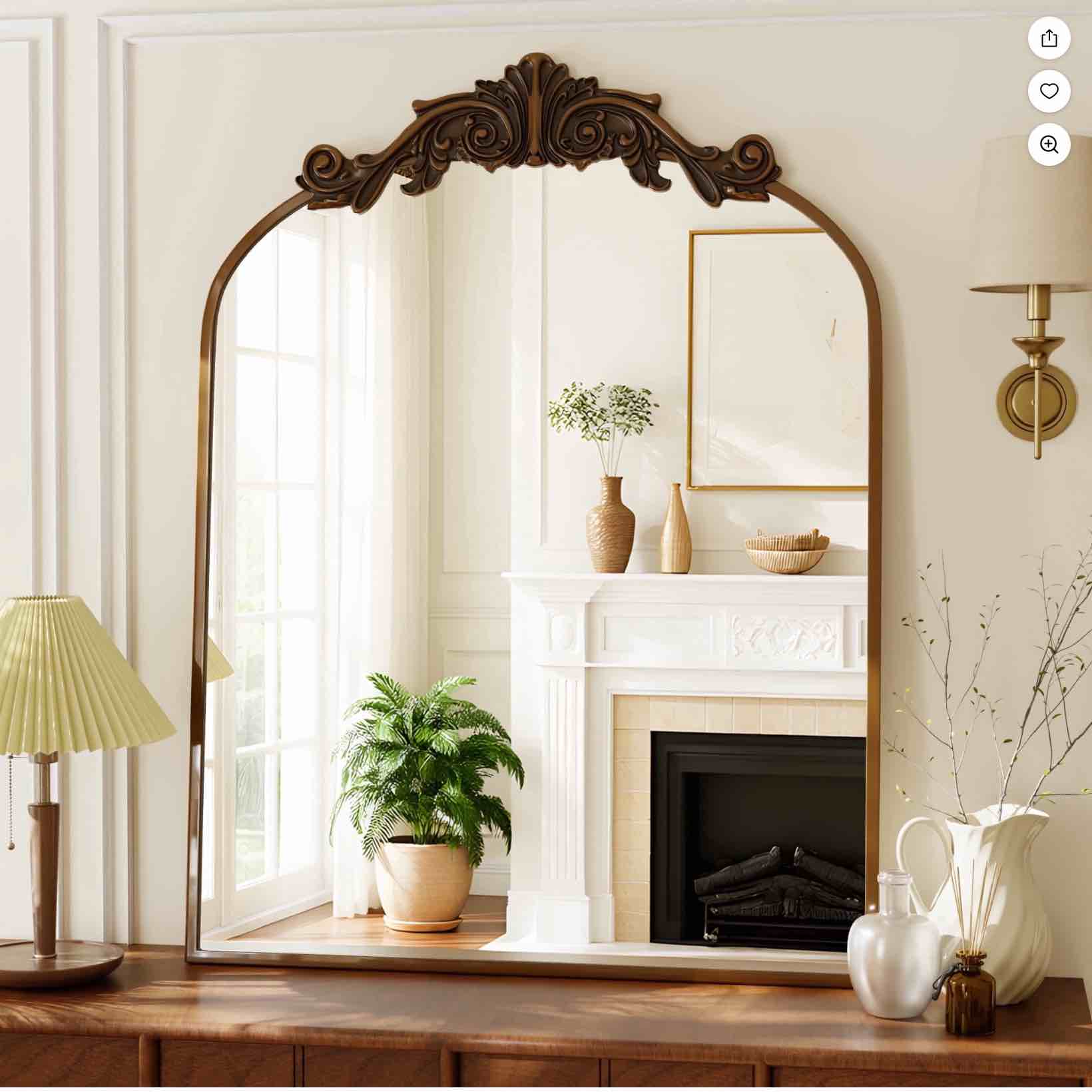 yvanla 30 x42  arched vanity bathroom mirror decorative baroque style wall mirror  antique bronze