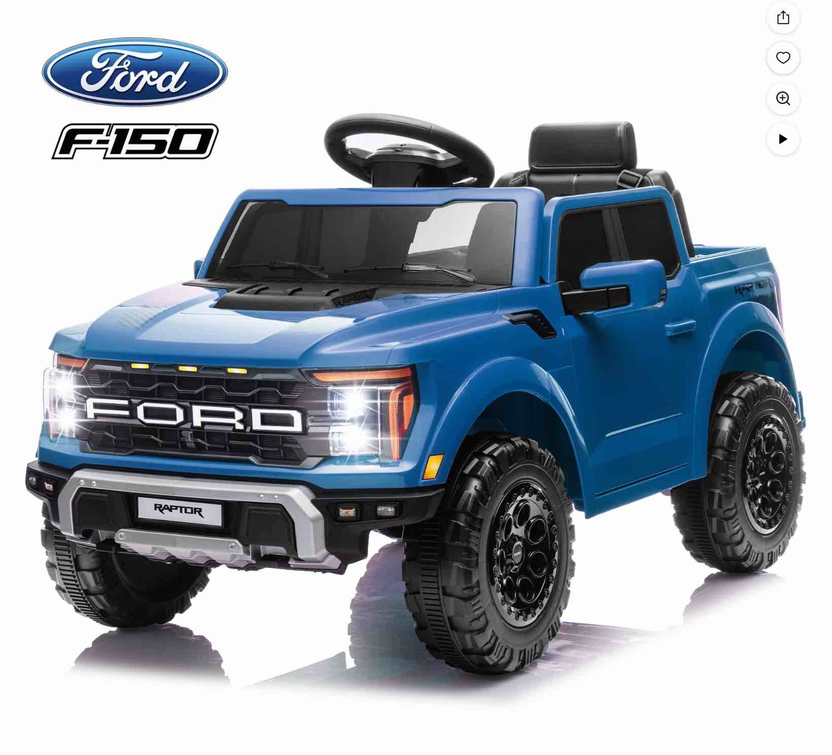 ford ride on cars, 12v ford f150 raptor powered ride on toys with remote control, electric car for kids with bluetooth/fm/trunk, 4 wheelers truck for toddlers boys girls ages 3-6, blue