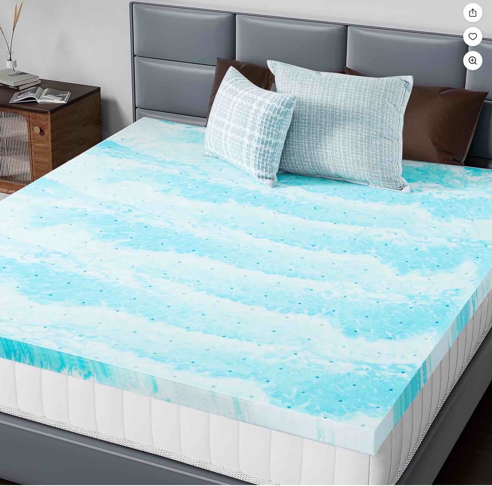concetta 2 inch king size memory foam mattress topper with cooling gel, pressure relief for back pain, comfort bed topper, certipur-us certified