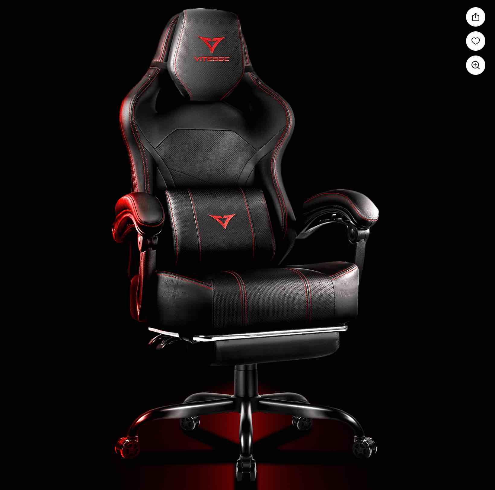 Waleaf Gaming Chair Ergonomic Office Chair with Footrest and Lumbar Support, Height Adjustable High Back Gamer Chair with Headrest for Adult