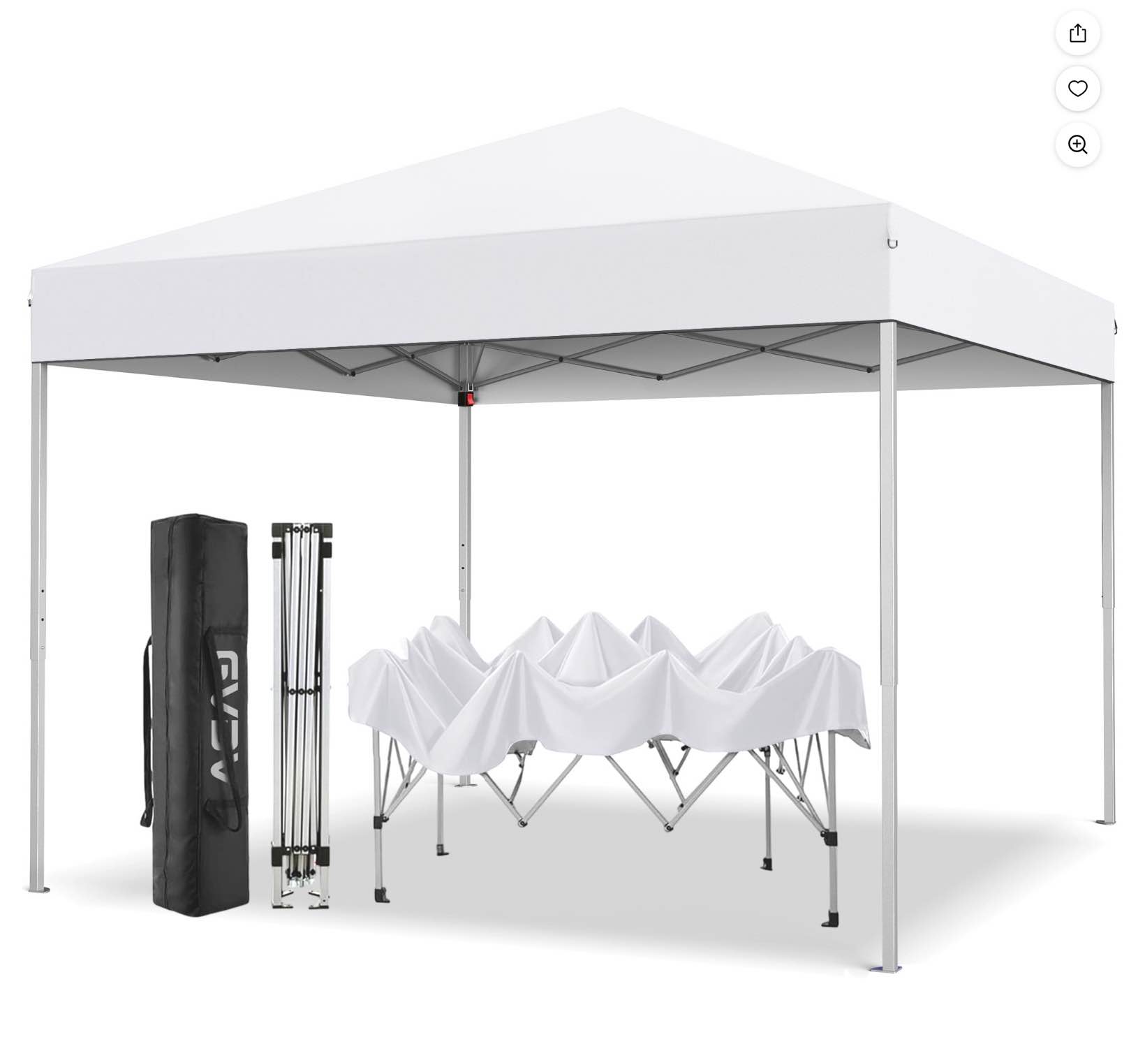 gvdv 10 ft x 10 ft easy pop up outdoor canopy tent, straight legs instant canopy for outside with carrying bag, white