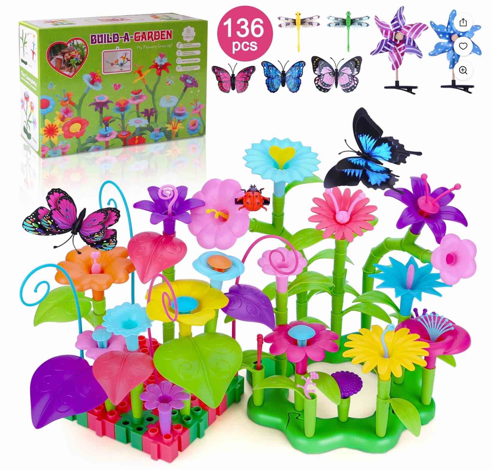 Flower Garden Building Toys  120Pcs Toy Gifts for 3 4 5 6 Years Old Girls