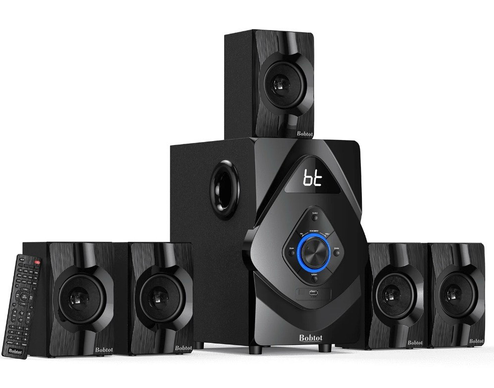 bobtot surround sound systems wireless rear satellite speakers - 800w 6.5inch subwoofer 5.1/2.1 channel home theater systems with arc optical bluetooth input