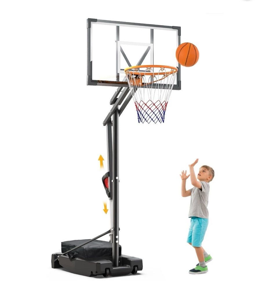 FirstAsk 33 Portable Basketball Hoop 3.9-8.5 ft Adjustable HDPE Backboard Kids Outdoor Indoor Courts New