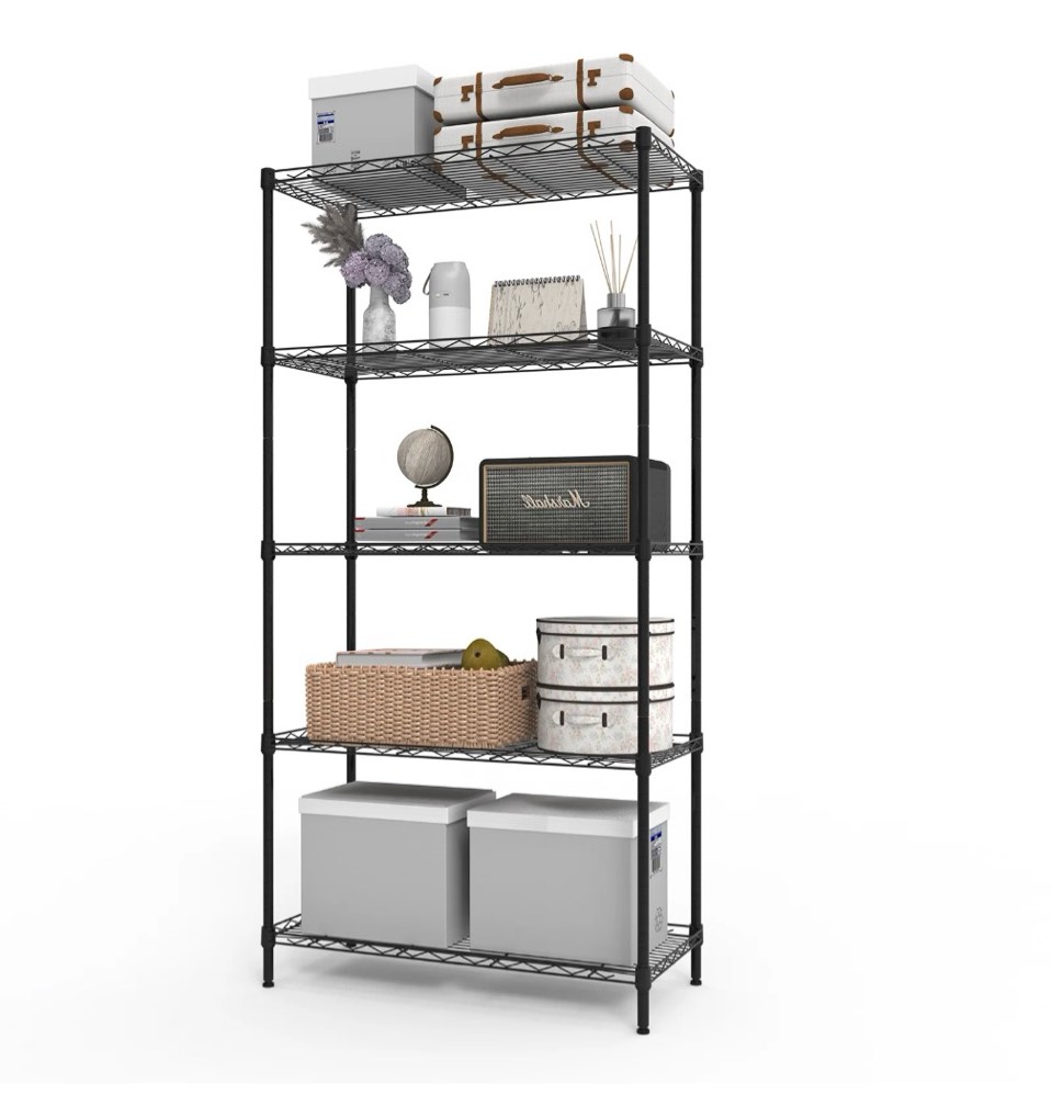 Ktaxon 5-Tier Wire Shelving Unit, Steel Storage Rack for Garage Office Kitchen Black, 30" W x 14" D x 60" H