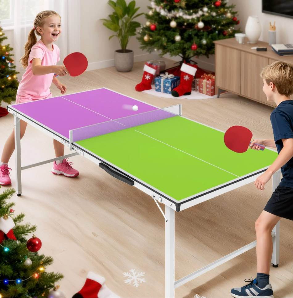 5ft table tennis table  segmart foldable ping pong table with net  2 ping pong paddles  3 balls for adults and kids  portable game table for indoor outdoor games