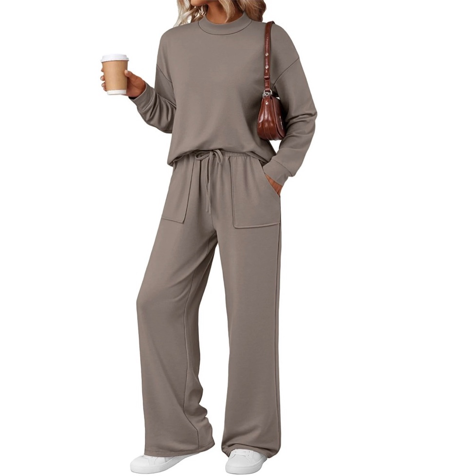 sunbs two piece sets for women fall outfits lounge sets mock neck tops wide leg pants vacation travel airport outfits size s