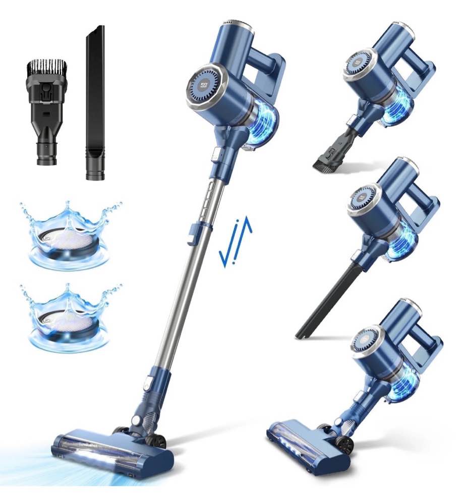 Prettycare Cordless Stick Vacuum Cleaner Lightweight Upright for Carpet Hard Floor Pet Hair W200