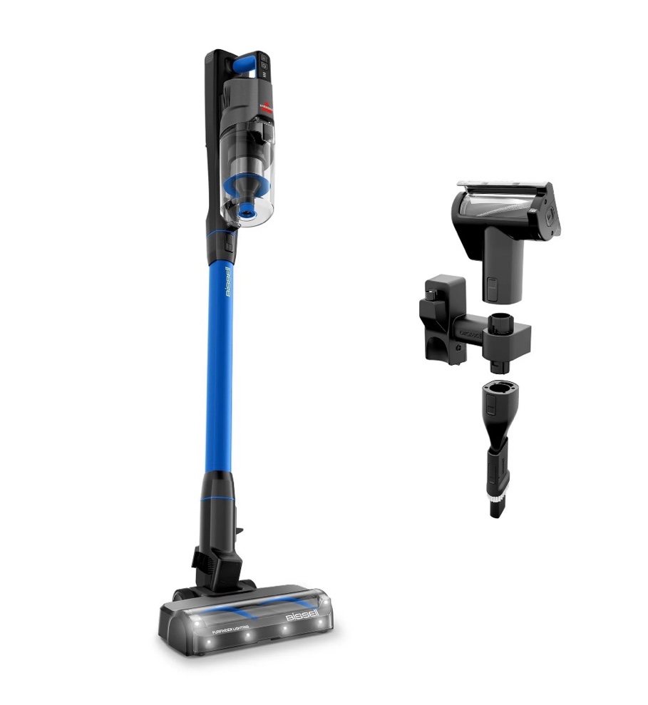 BISSELL PowerClean® FurFinder™ 200W Cordless Vacuum w/ 3-in-1 Versatility  Tangle Free Brush Roll  Strong Suction  Removable Battery  40 Min Runtime  Powered Upholstery Tool  and Furfinder Headlights