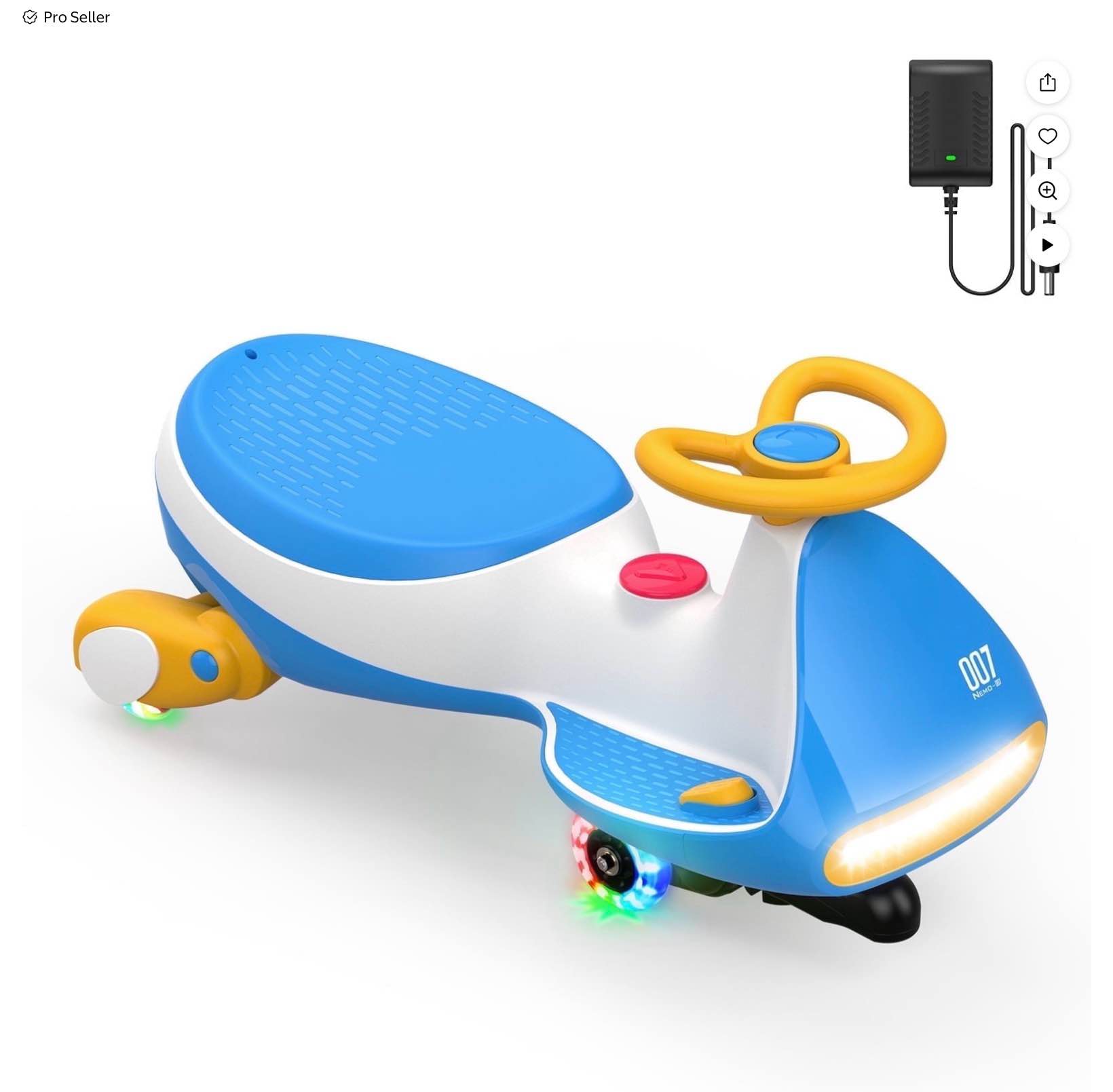 fanttikride 12v n7 pro electric wiggle car with pedal, 2-in-1 kids ride on toy, rechargeable battery, 2-speed, anti-rollover, flashing wheels, bluetooth music, for ages 3+, 150 lbs, sailor blue