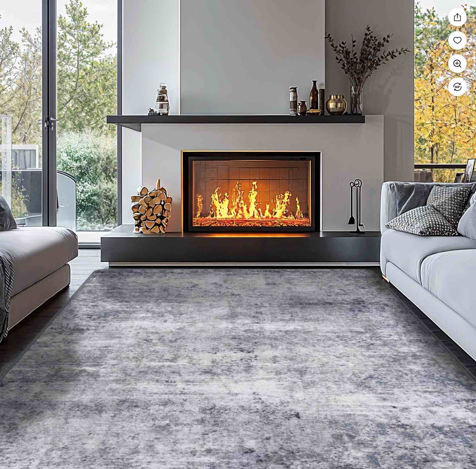 sonoro kate 9'x12' area rugs for living room, machine washable oriental vintage non slip soft indoor area carpet, gray/blue