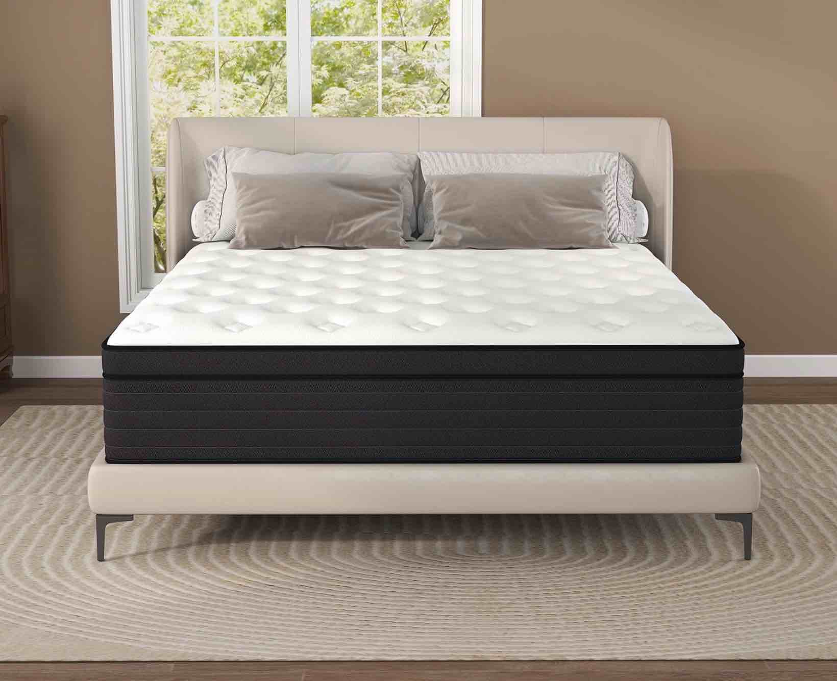 yilicy 12 inch queen mattress, gel memory foam & spring hybrid medium comfort mattress in a box,adult