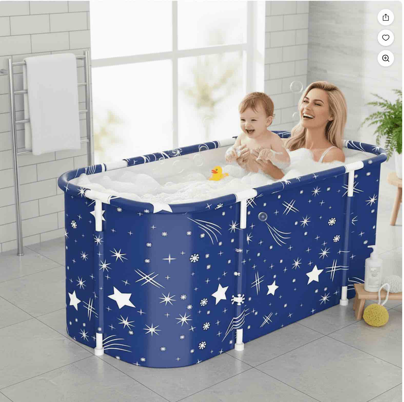 mingyi 47.2in large foldable bathtub for adult and kids, portable ice bathtub hot bathtub for bathroom,soaking bath tub( starry blue?