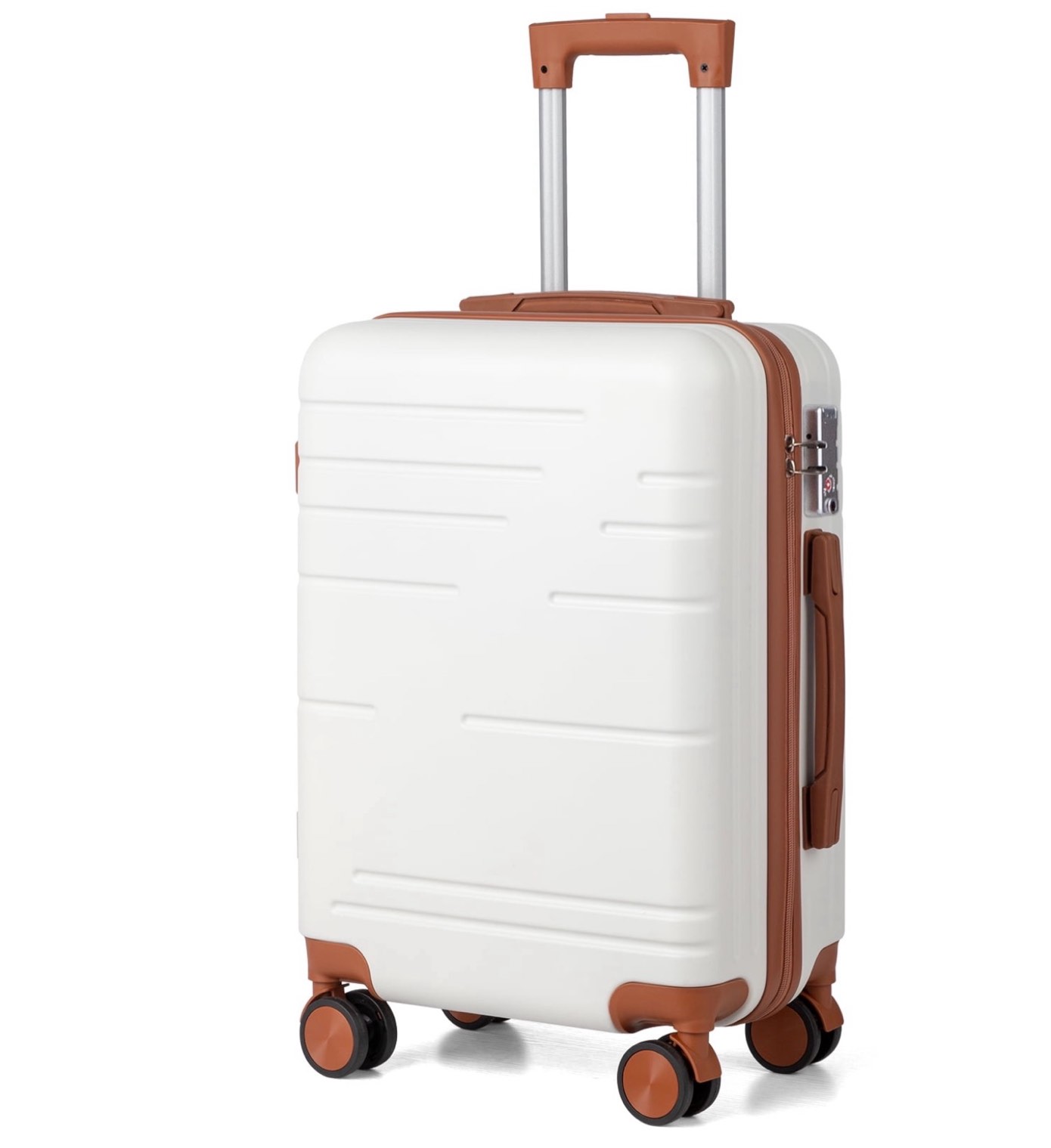 zimtown 20" carry-on hardside spinner luggage suitcase with spinner tsa lock wheels, beige