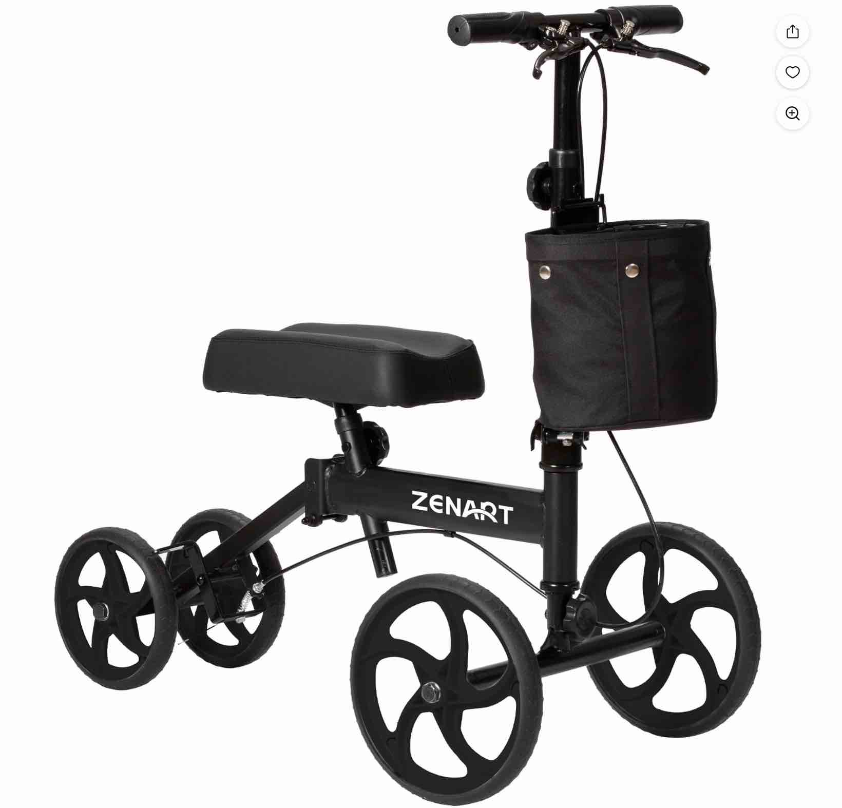 ZENART Economy Knee Scooter Foldable Walker for Foot Surgery Adult Crutch Alternative