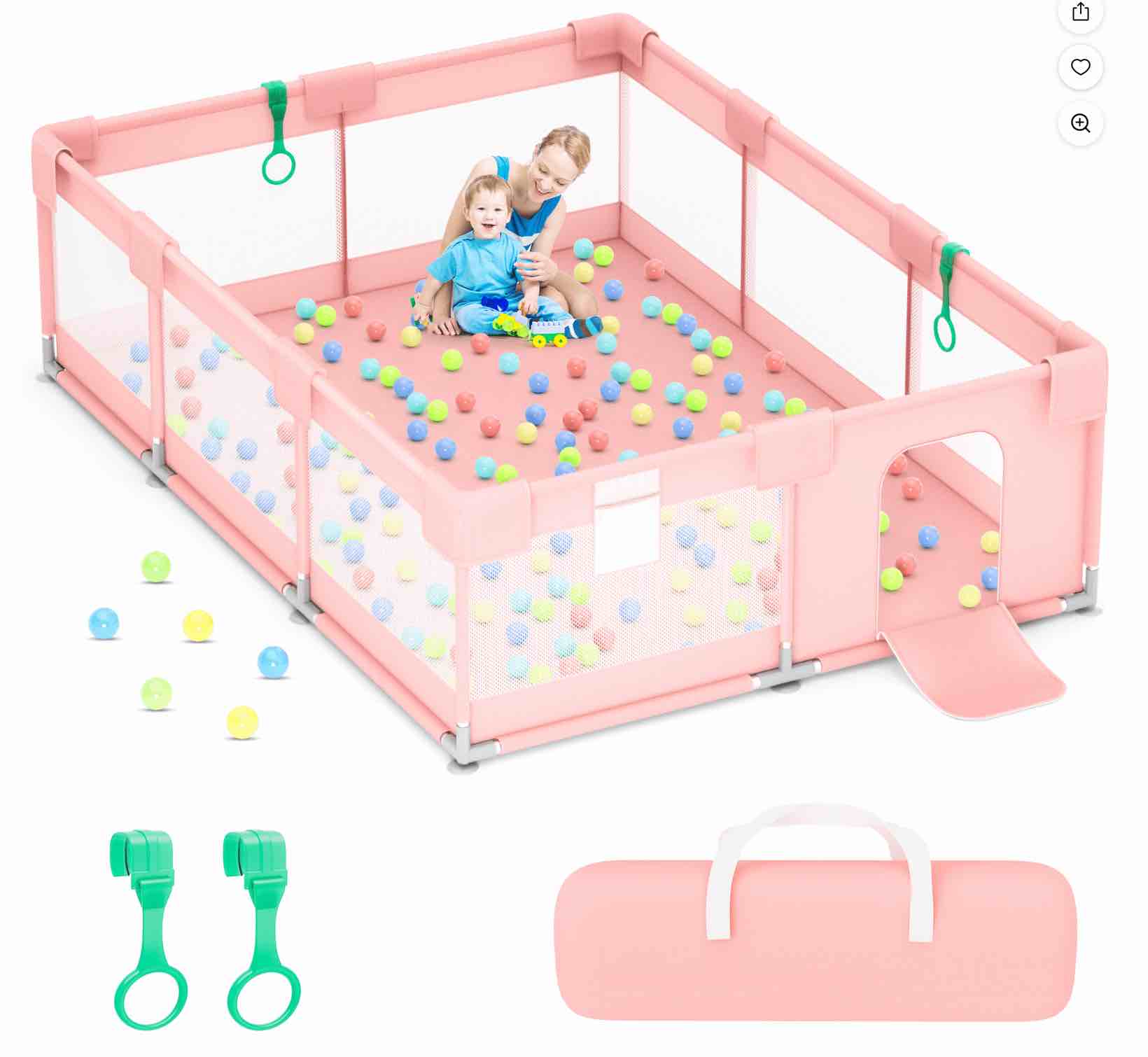 babyeap baby playpen,71*50 inch extra large baby playards for babies and toddlers,fence baby play yards for indoor & outdoor with breathable mesh,pink