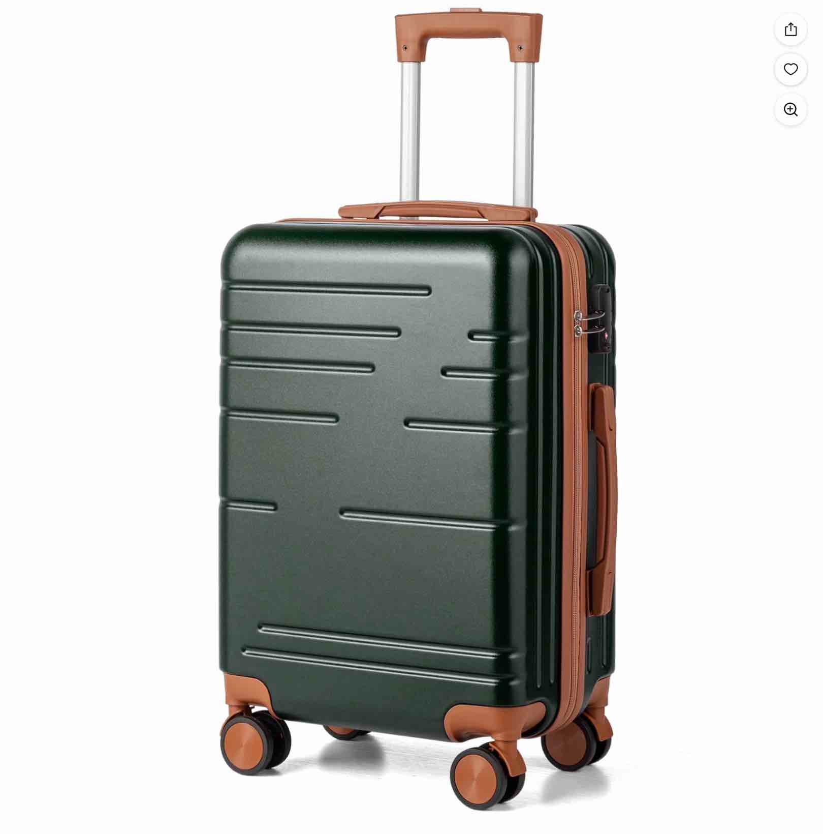 Zimtown 20" Carry-on Hardside Expandable Spinner Luggage Suitcase with Spinner Wheels and TSA Lock, Deep green