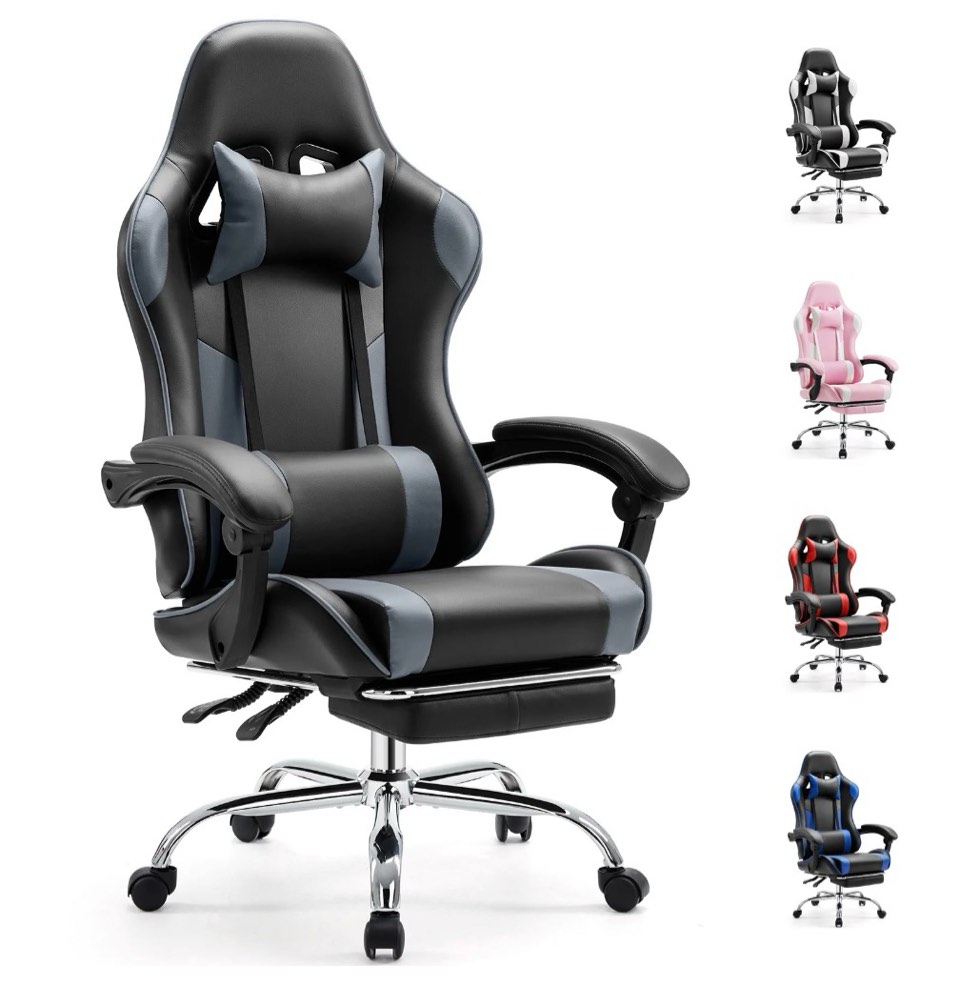 EDX Ergonomic Gaming Chair High Back Office Chair with Lumbar Support and Adjustable Armrests Swivel Racing Chair, Black and Gray