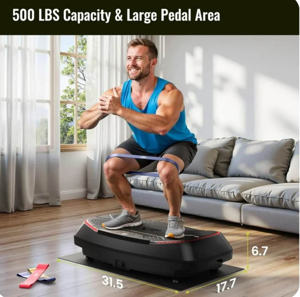 flybird 4d vibration plate: triple motors, 500lb capacity - for bone strength & lymphatic drainage