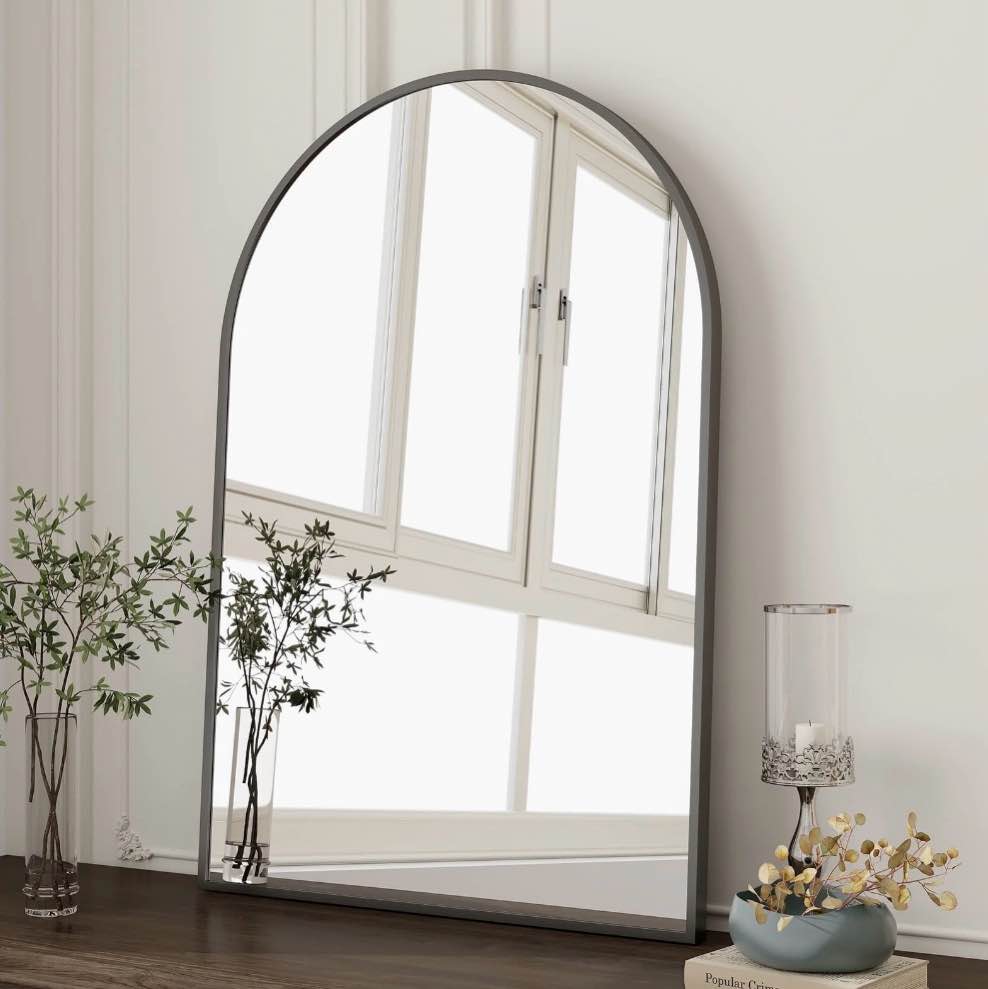 beautypeak 20 x 30  bathroom mirror wall vanity arched mirror  black