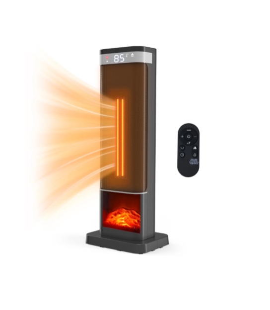 jioabl portable space heater with remote, thermostat, overheating protection for indoor use, black