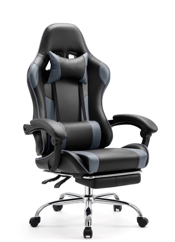 edx ergonomic gaming chair high back office chair with lumbar support and adjustable armrests swivel racing chair, black and gray
