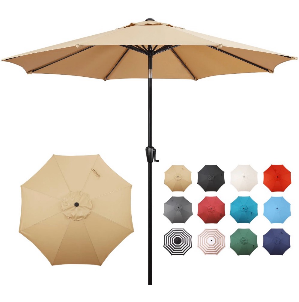 havenside home sun-ray 9f round aluminum market umbrella, base not included taupe