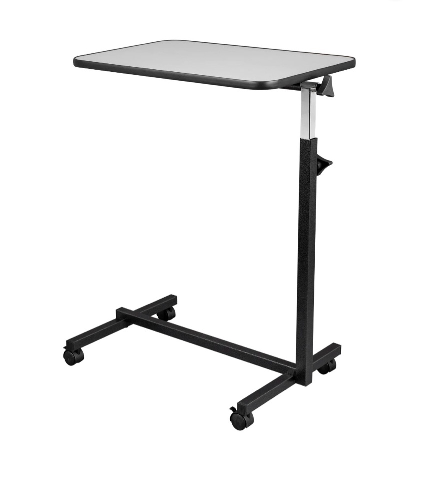 Ktaxon Adjustable Overbed Bedside Table Lap Desk with Wheels for Home Office, Gray