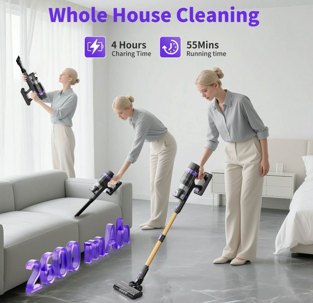 Condition photo showing Good Condition for Cordless Vacuum Cleaner, 580W 48KPA 55 Mins, Vacuum Stick Cleaners for Home,with Wall Mount Charge, Touch Screen, Ultra High-Power Brush for Pet Hair/Plush Carpet/All Floor