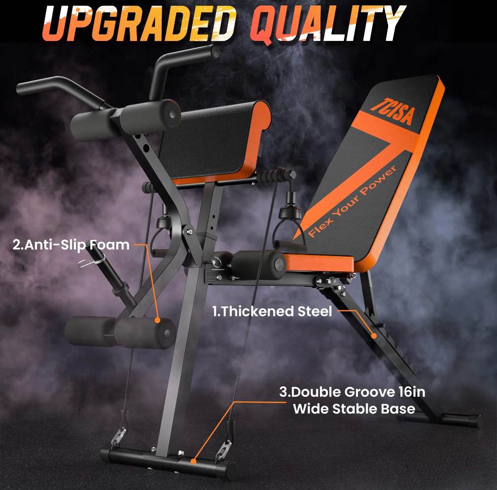 weight bench tcisa adjustable weight bench with leg extension and preacher curl pad flat incline decline utility workout bench for home gym dumbbell exercise