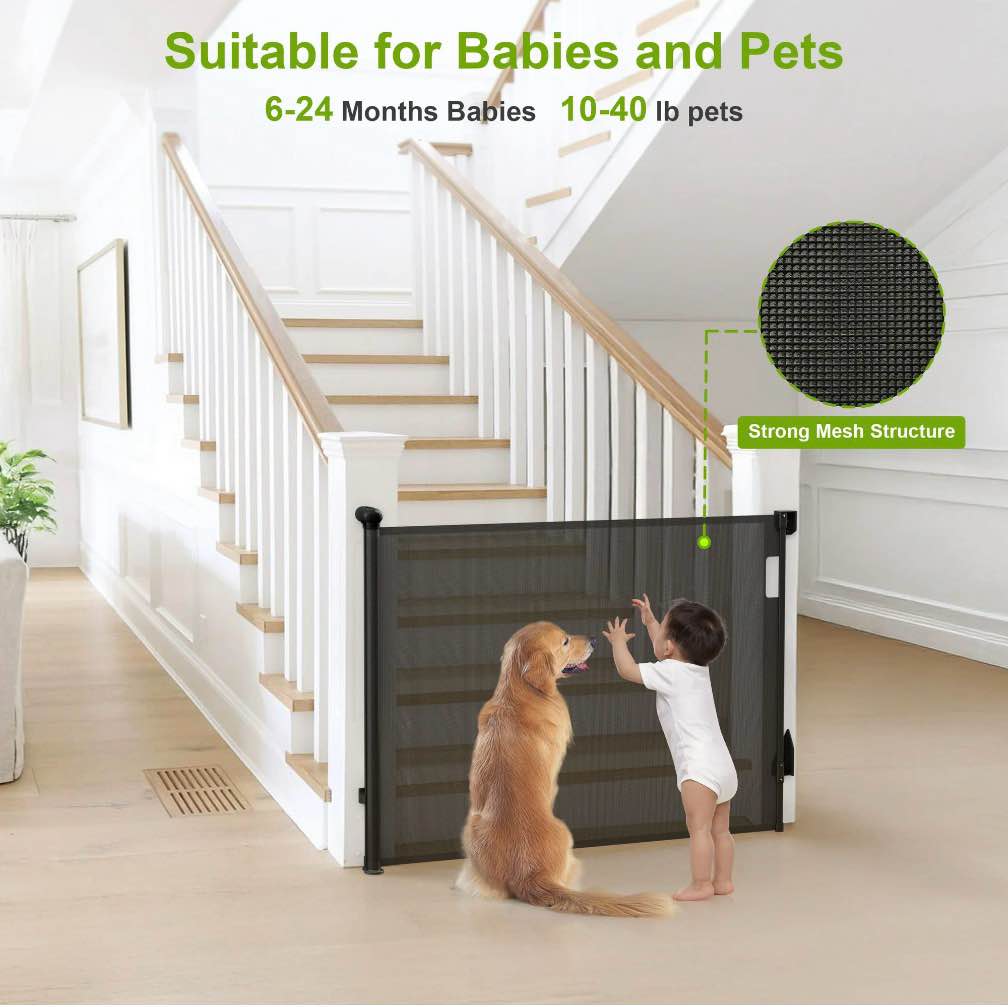 Condition photo showing Good Condition for Vomeast Retractable Gates,Extends up to 55in Wide Baby Safety Gates Dog Gate for Doorways Stairs Hallways(Black)