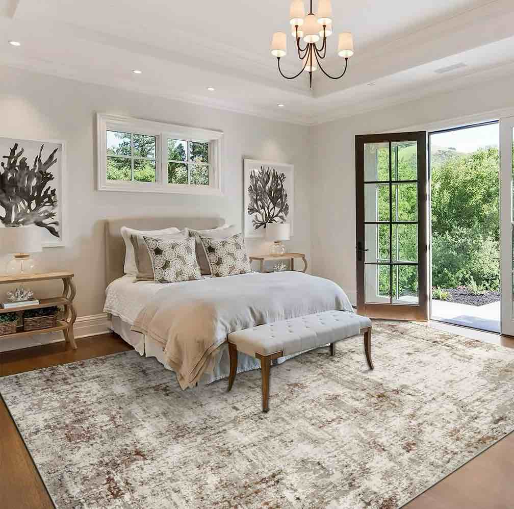 BERTHMEER 8 x10  Large Area Rugs Modern Abstract Rugs for Living Room Bedroom Dining Room Farmhouse Machine Washable Non-slip  Brown