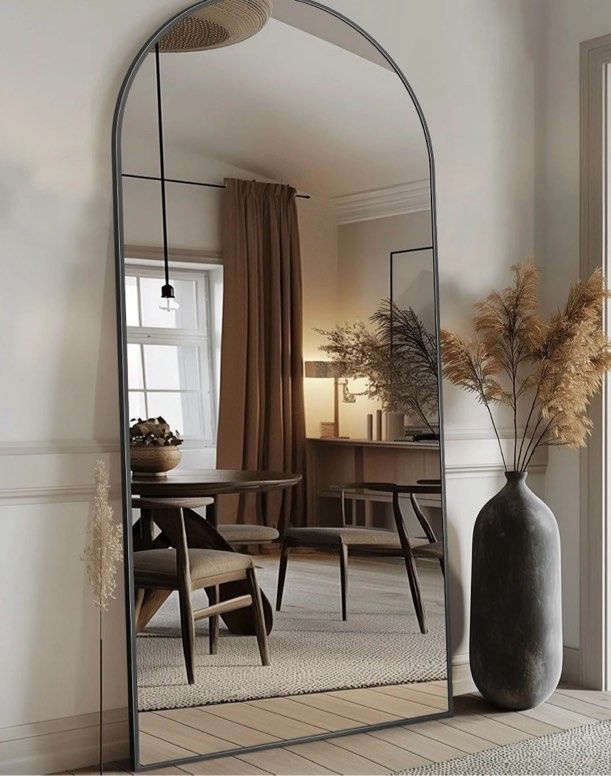 antok 68 x 26 arched full length mirror standing floor mirror stand up mirror black frame
