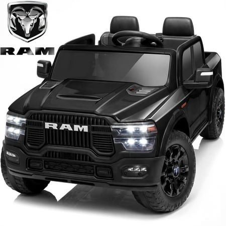 funtok licensed ram 2500 24v 2 seats ride on truck for kids 3-8 w/ 20 large seat 2 x 100w motors 24 volt ride on toys w/ 3-point seat belts/remote