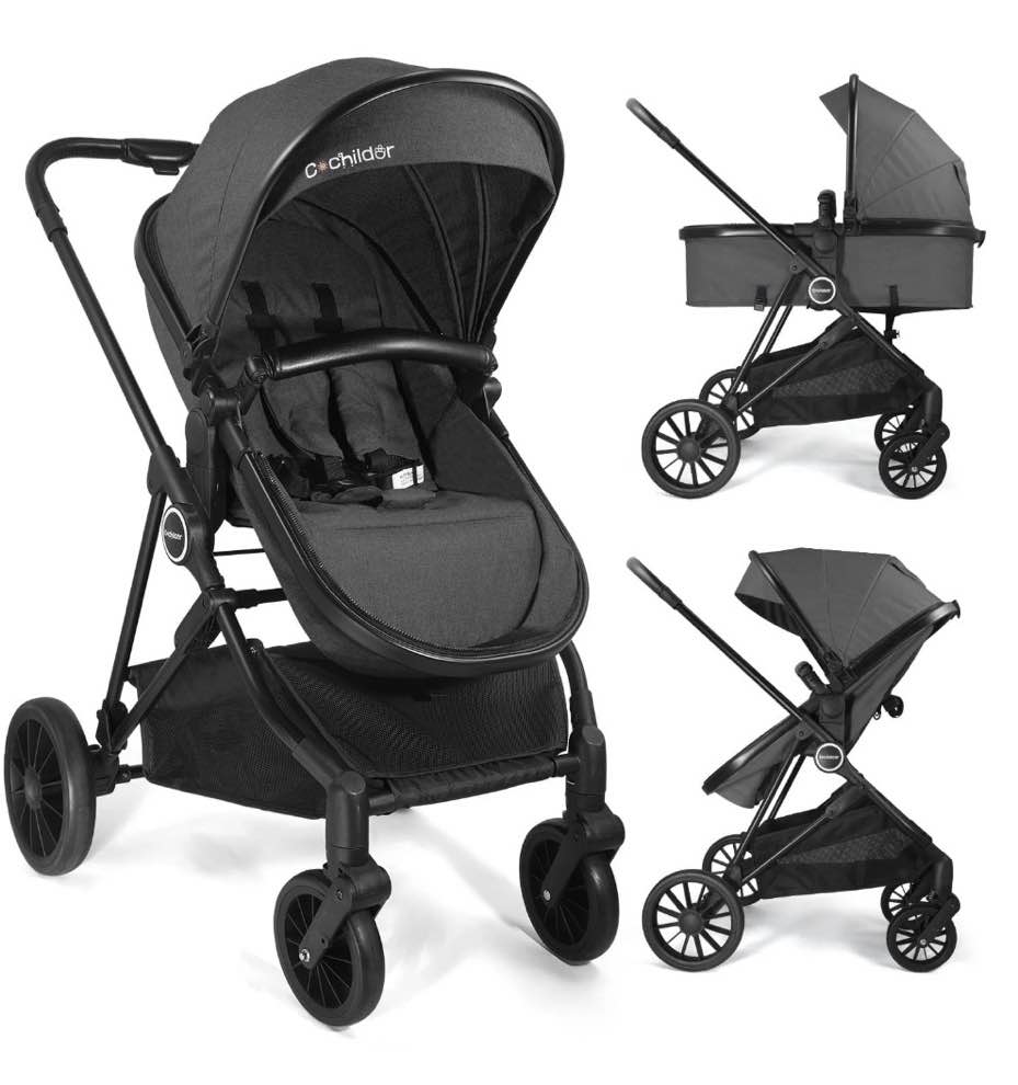 cochildor lite 2.0 baby stroller with bassinet mode - 3-position reversible lightweight stroller for 0-36 months, foldable compact travel stroller with upf 50+ canopy, black