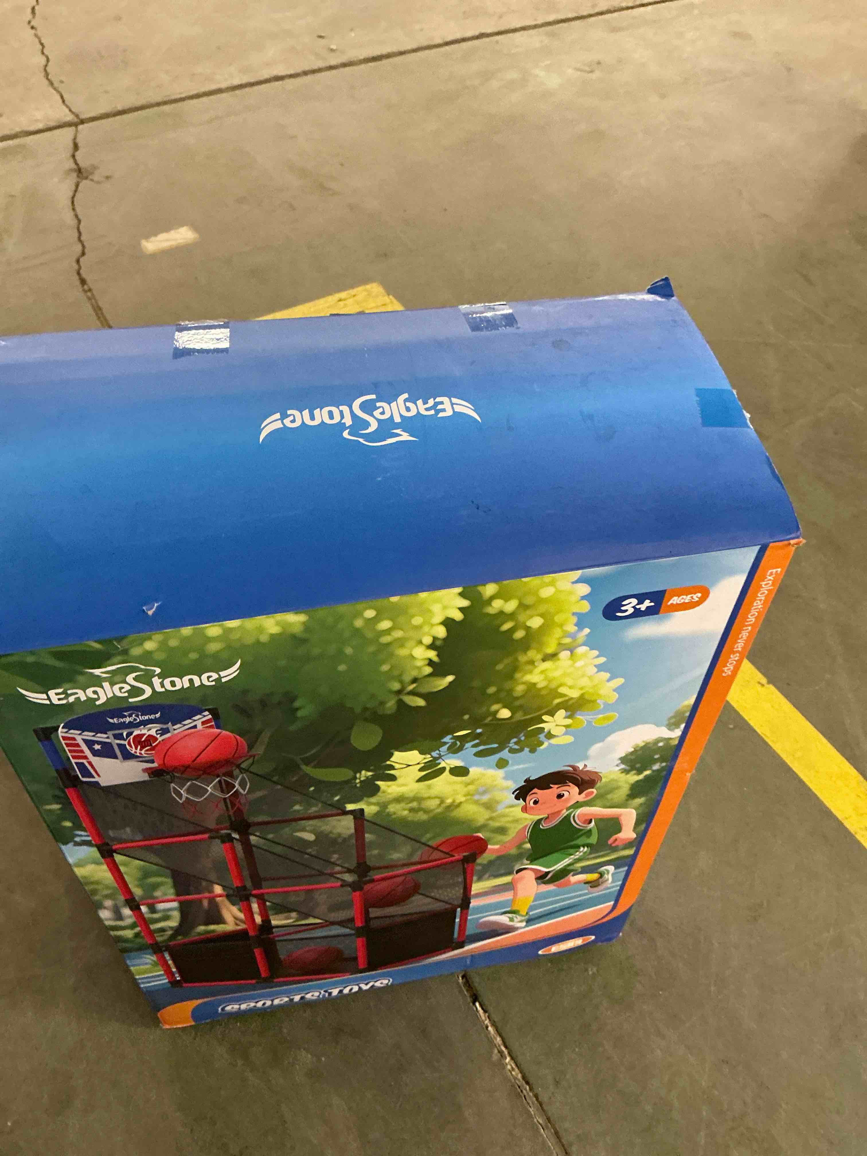 Condition photo showing New/Like New for EagleStone Kids Adjustable Arcade Basketball Hoop with LED Lights & Scoreboard, 4 Balls Ball Storage Net, Indoor Outdoor Carnival Basketball Game Set for Boys & Girls Ages 3-12, Pump Included LED Arcade Basketball Hoop&Scoreboard Storage