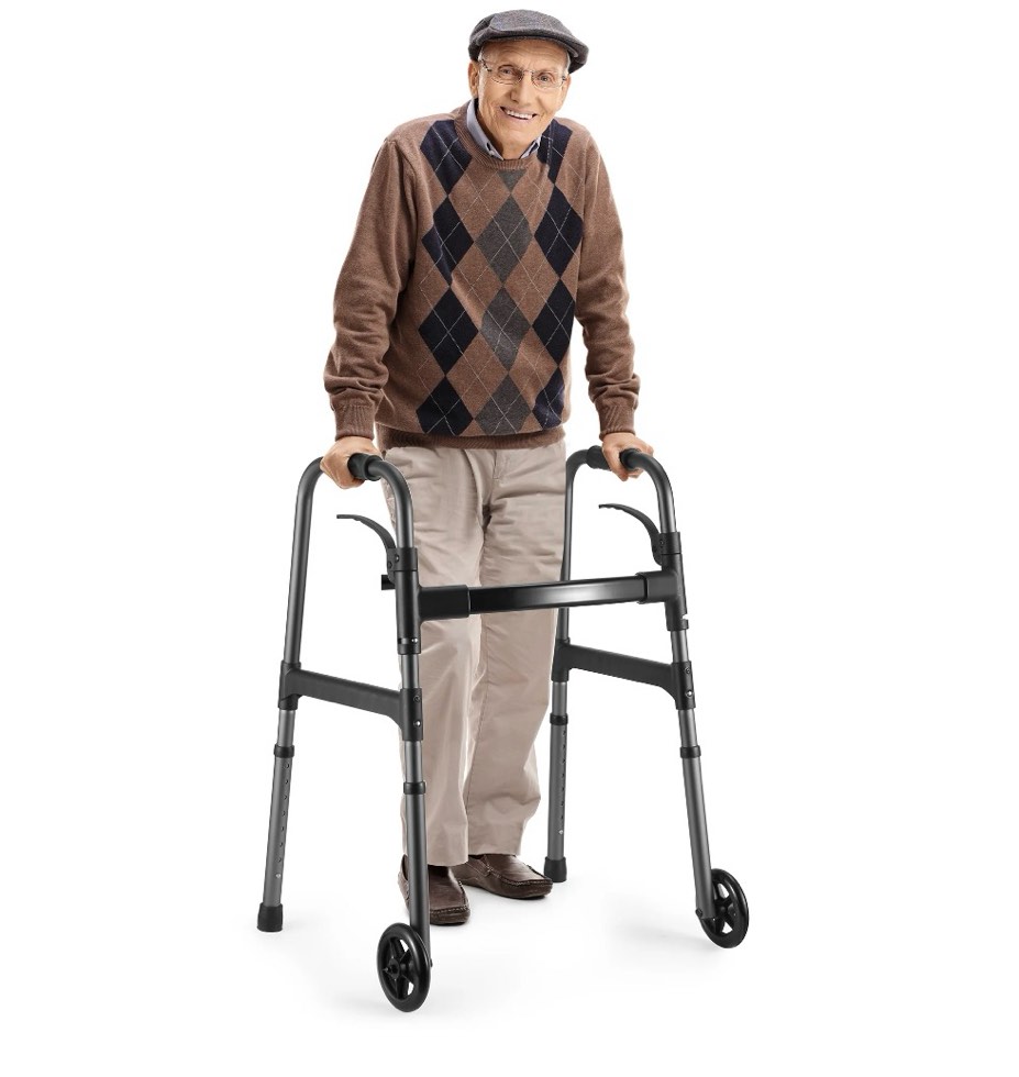 Condition photo showing Good Condition for MaxKare Folding Walker with Wheels, 30.5"-37.5" Adjustable Height, 300lbs Weight Capacity, Lightweight for Senior, Gunmetal Grey