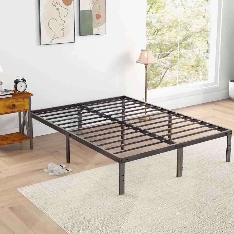 edx Bed Frame - Full Size Heavy Duty Platform Bed with Underbed Storage, 14-Inch High Steel Slat Support, Non-Slip Design, No Box Spring Required