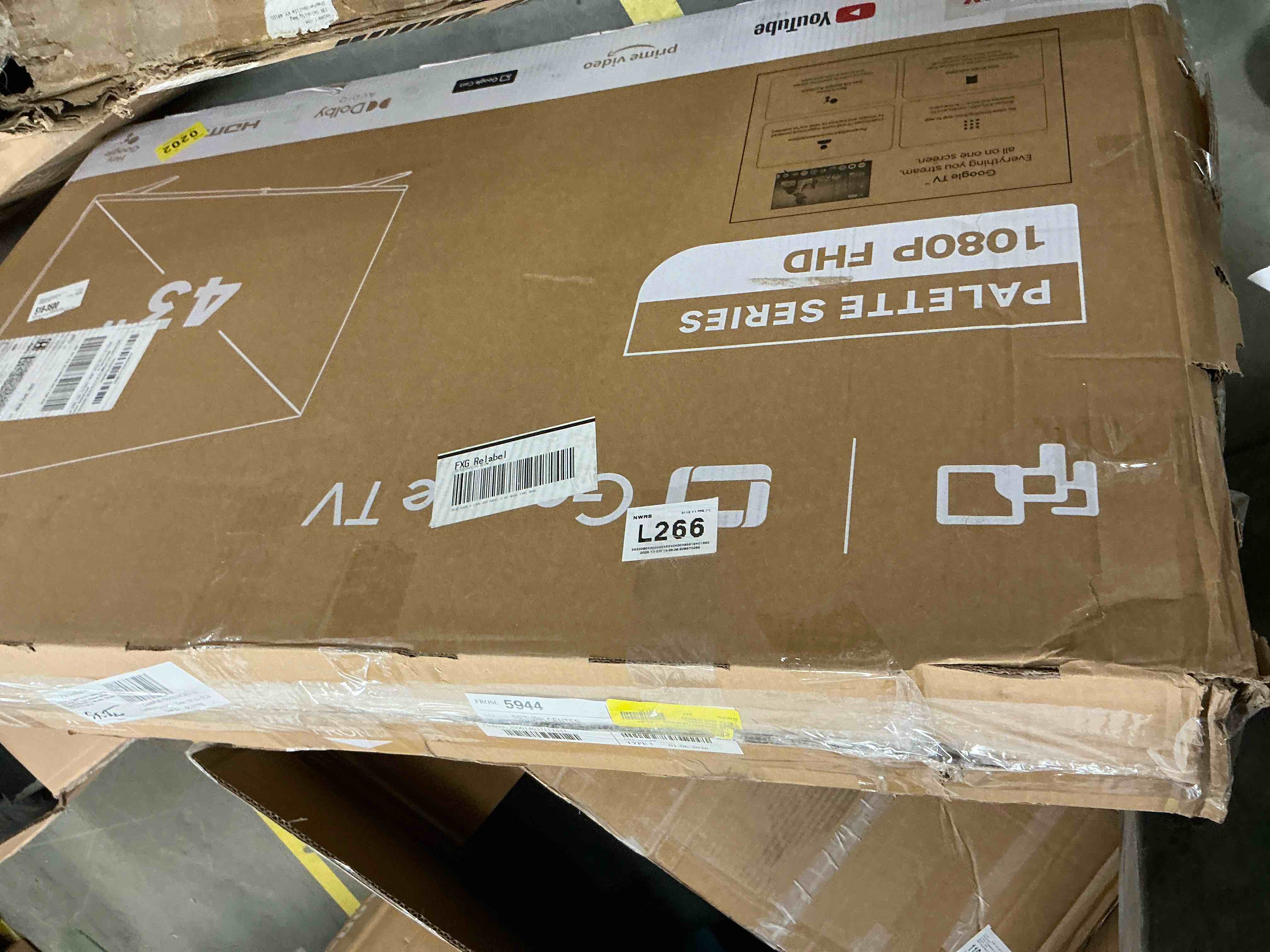 Condition photo showing As Is for FPD 43 inch Smart TV, 1080P FHD Tizen TV with Smartthings Built in Gaming Hub, Dolby Audio, Hdr10, Voice Control, Flat Television with Miracast