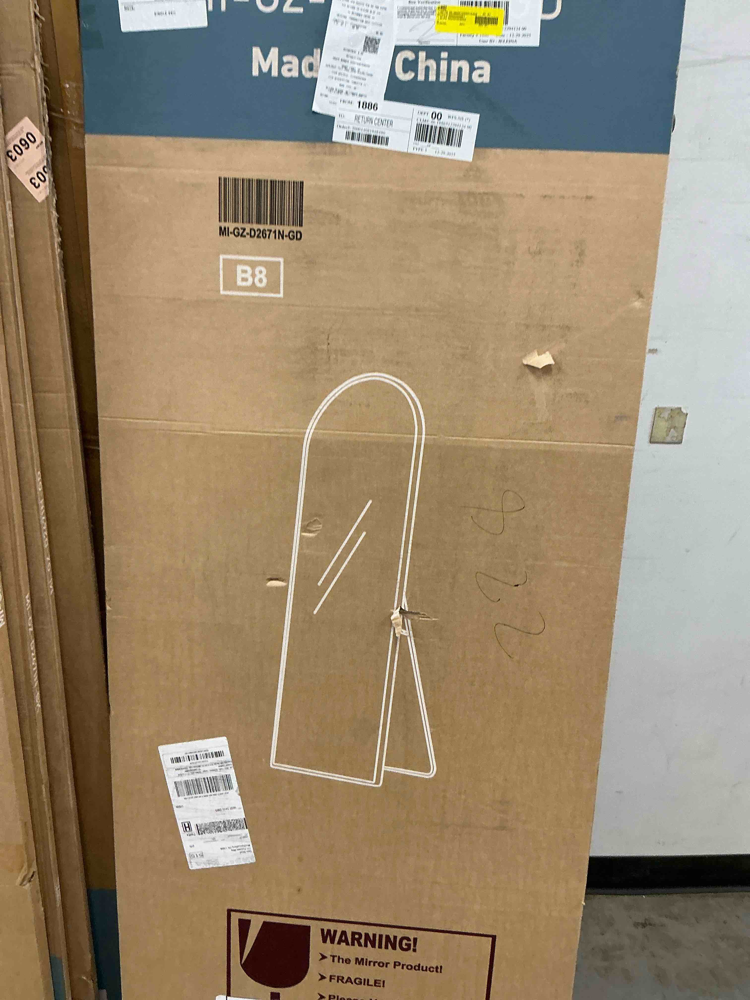 Condition photo showing New/Like New for CONCETTA 71"x26" Arched Full Length Mirror, Full Body Standing Mirror Floor Mirrors, Gold