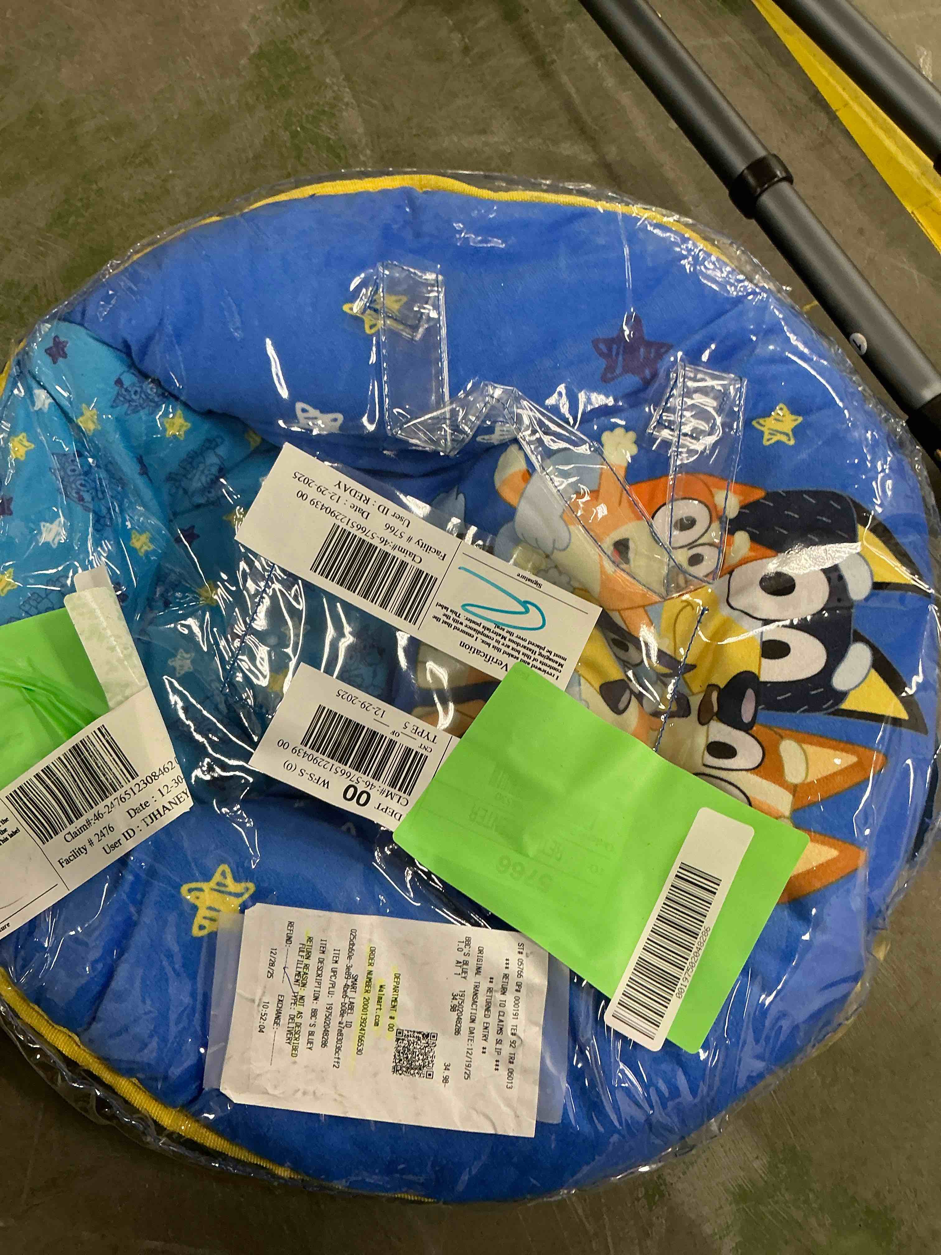 Condition photo showing New/Like New for BBC's Bluey 19" Toddler Mini Saucer Chair, Blue Polyester