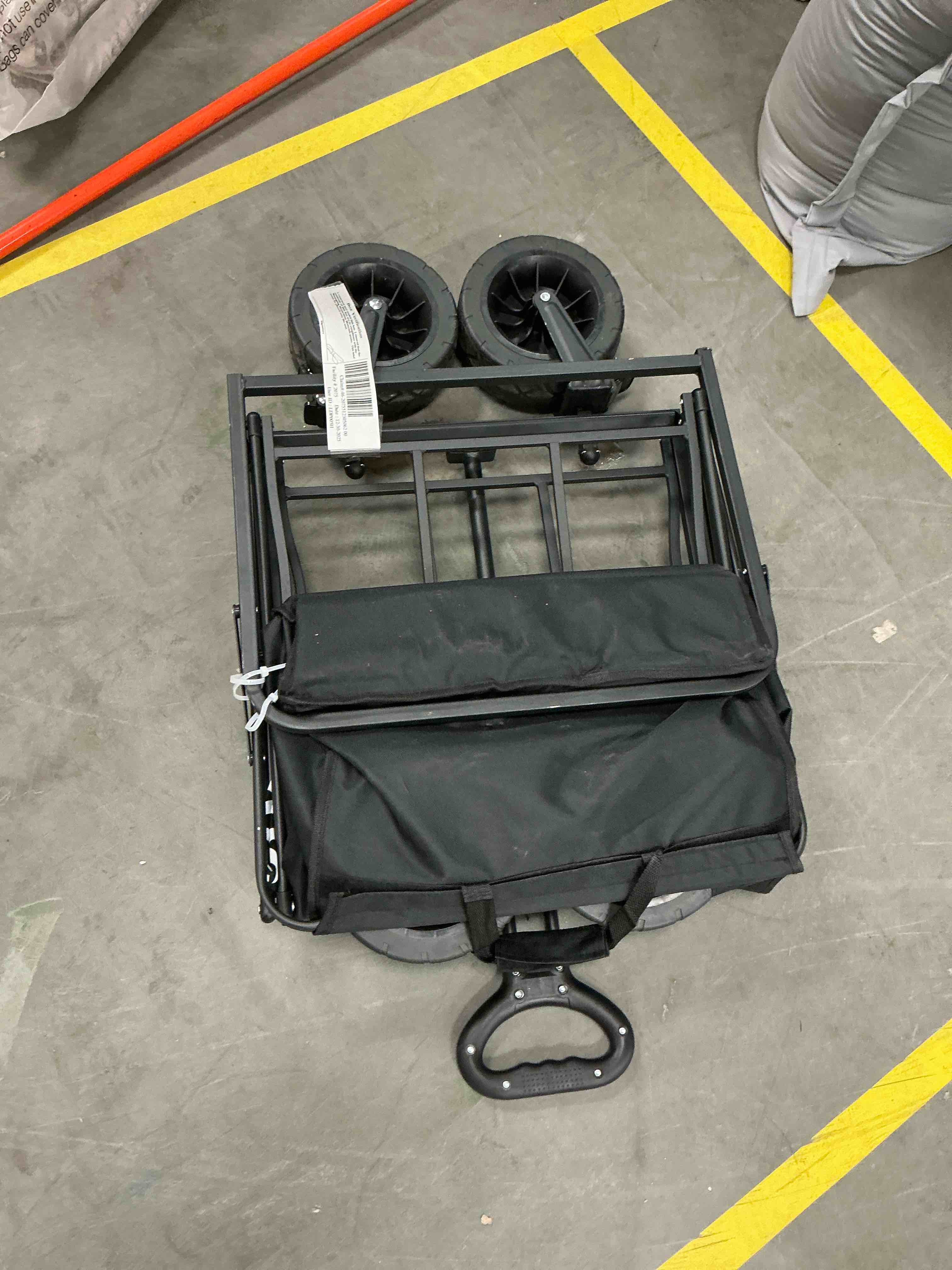 Condition photo showing As Is for GVDV Collapsible Folding Wagon, 550LBS Large Heavy Duty Utility Cart with All-Terrain Wheels and Adjustable Handles for Shopping, Camping, Sports, Outdoor, Beach, Black