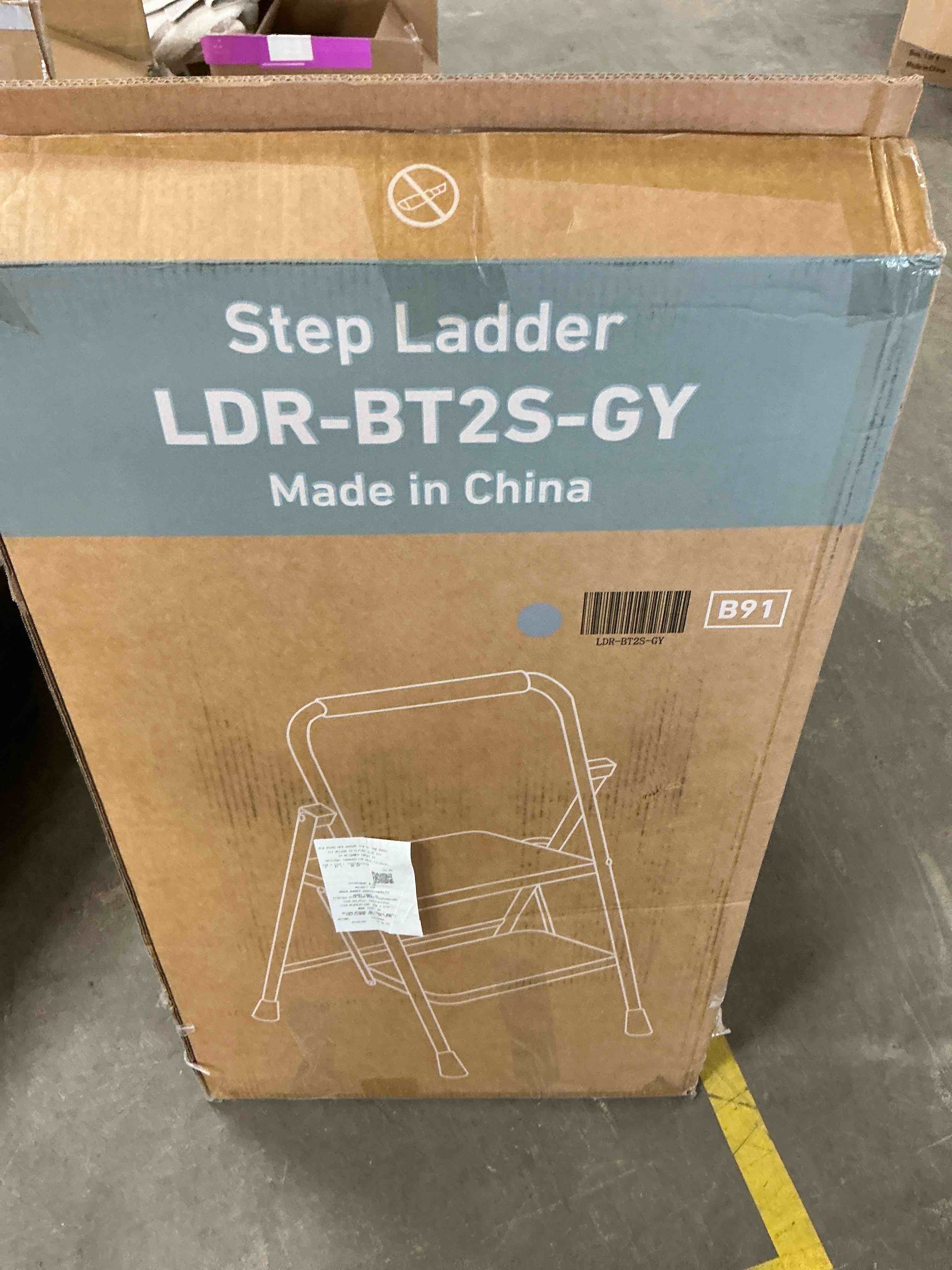 Condition photo showing New/Like New for edx 2 Step Ladder, Portable Folding Step Stool Heavy Duty, Anti-Slip, Lightweight 800Lbs Capacity, For Kitchen, Garage & Outdoor Use, Gray-White