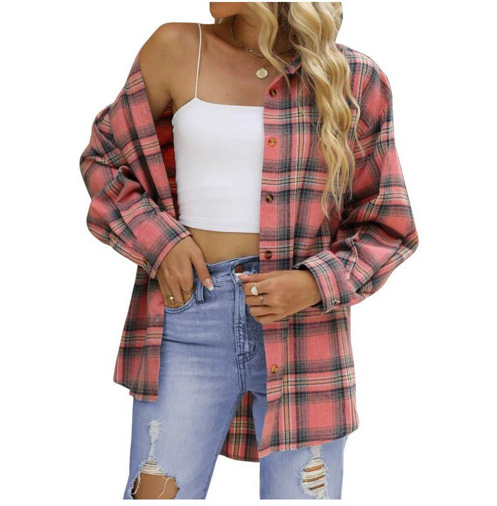 Condition photo showing Good Condition for Fantaslook Plaid Flannel Shirts for Women Oversized Long Sleeve Button Down Shirts Blouses Tops XL