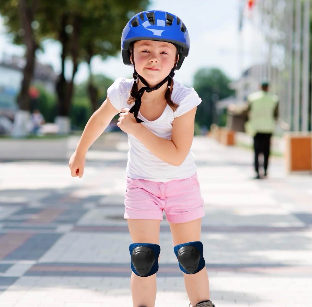 Condition photo showing Good Condition for KORIMEFA Kids Bike Helmet Set Skateboard Knee Pads, Helmet Pad Set Protective Gear Set Adjustable for Girls Kids 3-10 Helmet Elbow Pads Wrist Guards for Sport Cycling Bike Roller Skating Scooter