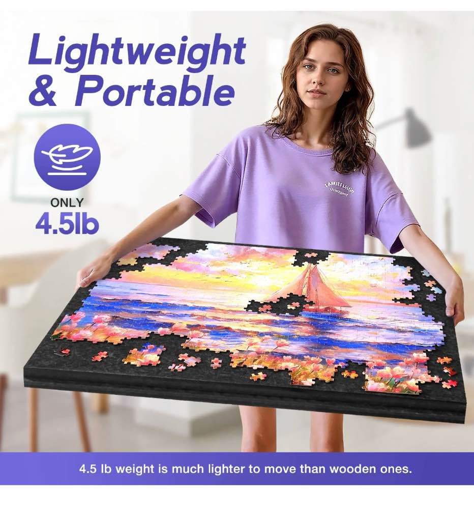 Condition photo showing New/Like New for Ayieyill 1500 Piece Rotating Puzzle Board with Drawers and Cover,26"x36"Portable Felt Jigsaw Puzzle Table for Adults Portable,Lazy Susan Spinning Puzzle Boards Birthday Gift for Mom